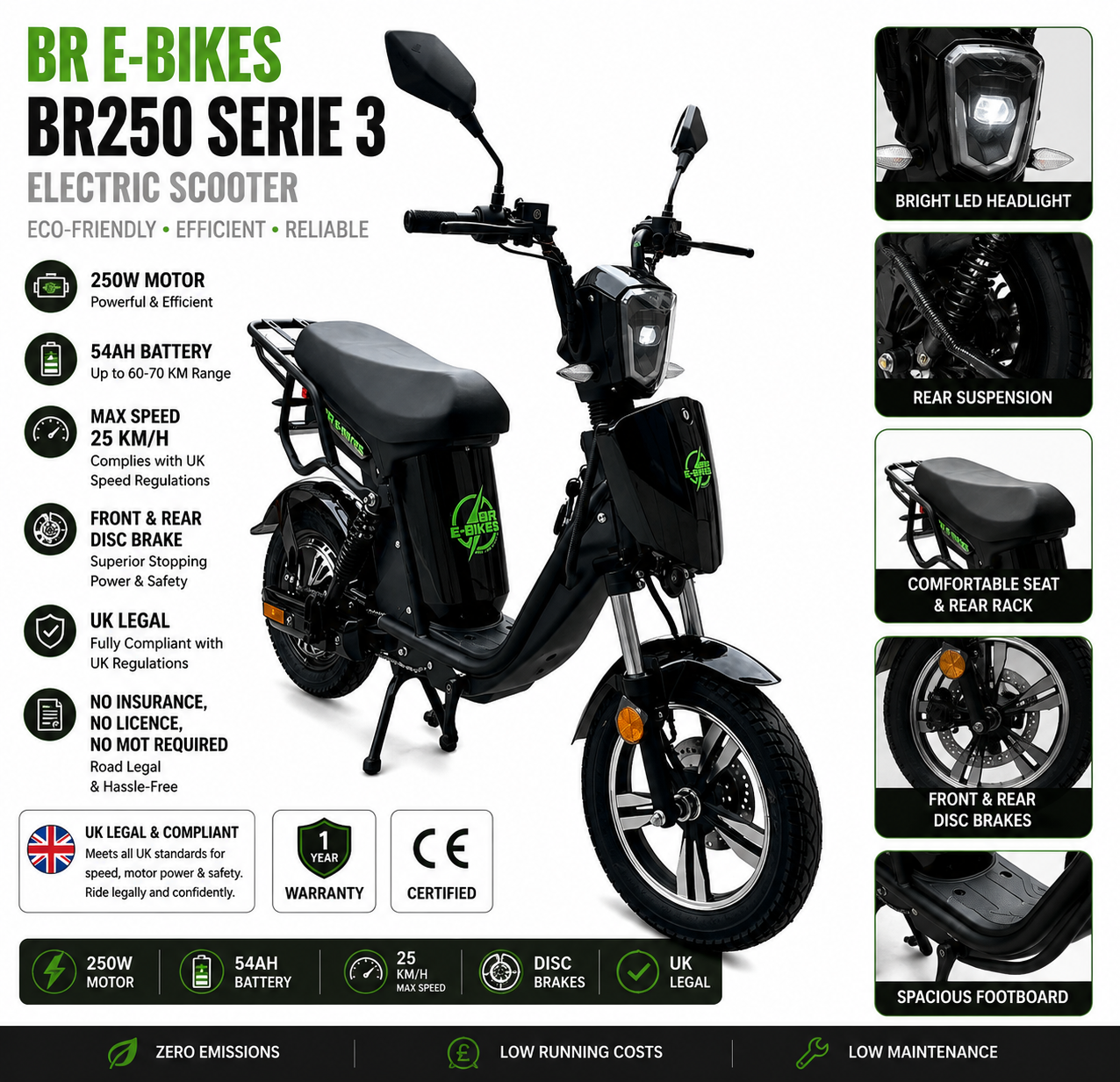 BR250 Serie 3 Electric Bike 250W 54Ah UK Legal EAPC No Licence No MOT