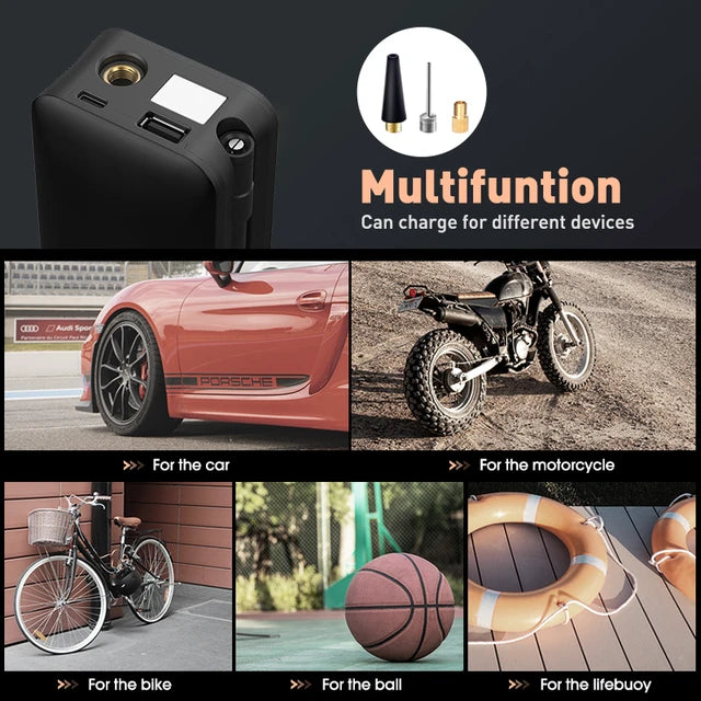 CARSUN Rechargeable Air Pump Tire Inflator Portable Compressor Digital Cordless